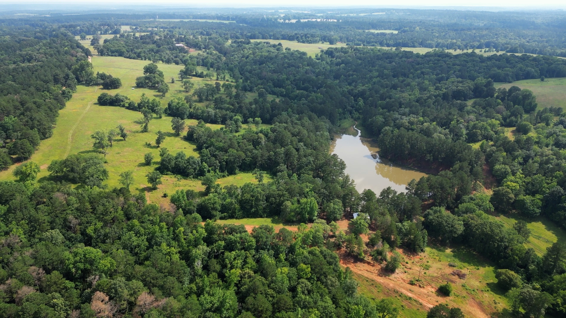Aerial view of Little G Ranch in Grapeland, Texas